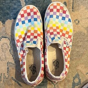 Vans Mens Colorful Checkered Slip-On Sneakers